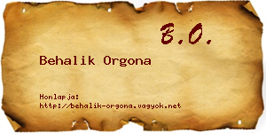 Behalik Orgona névjegykártya